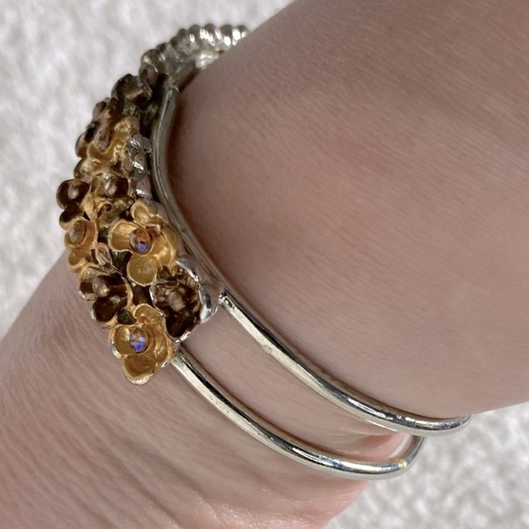 Vintage Floral Gold & Brown Tone Metal Bracelet - Picture 7 of 12